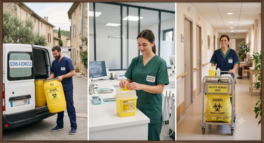 Professionnels de santé et structures médicales concernés par la collecte DASRI dans l'Hérault et le Gard